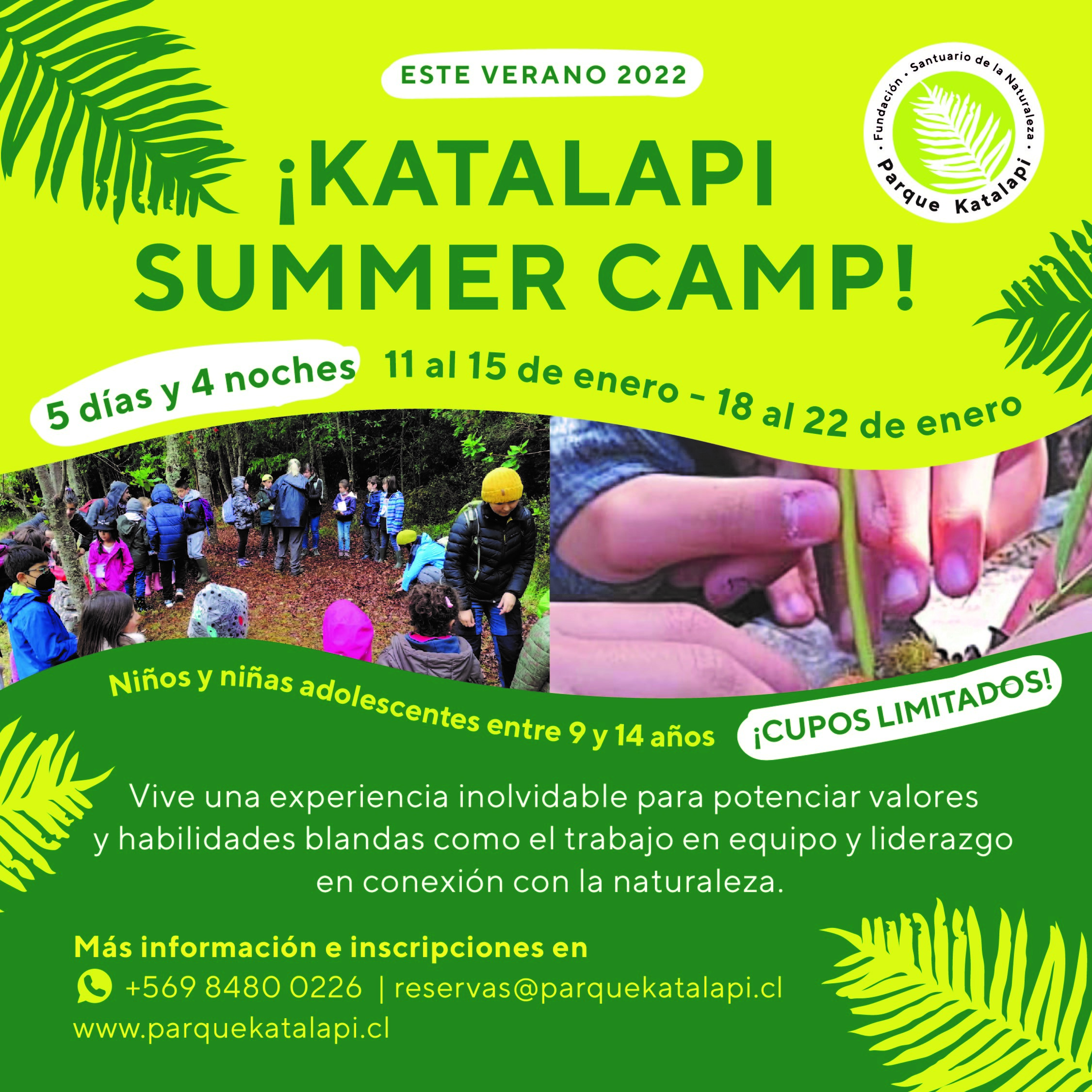 Campamentos de verano 2022 para niños y adolescentes en Parque Katalapi